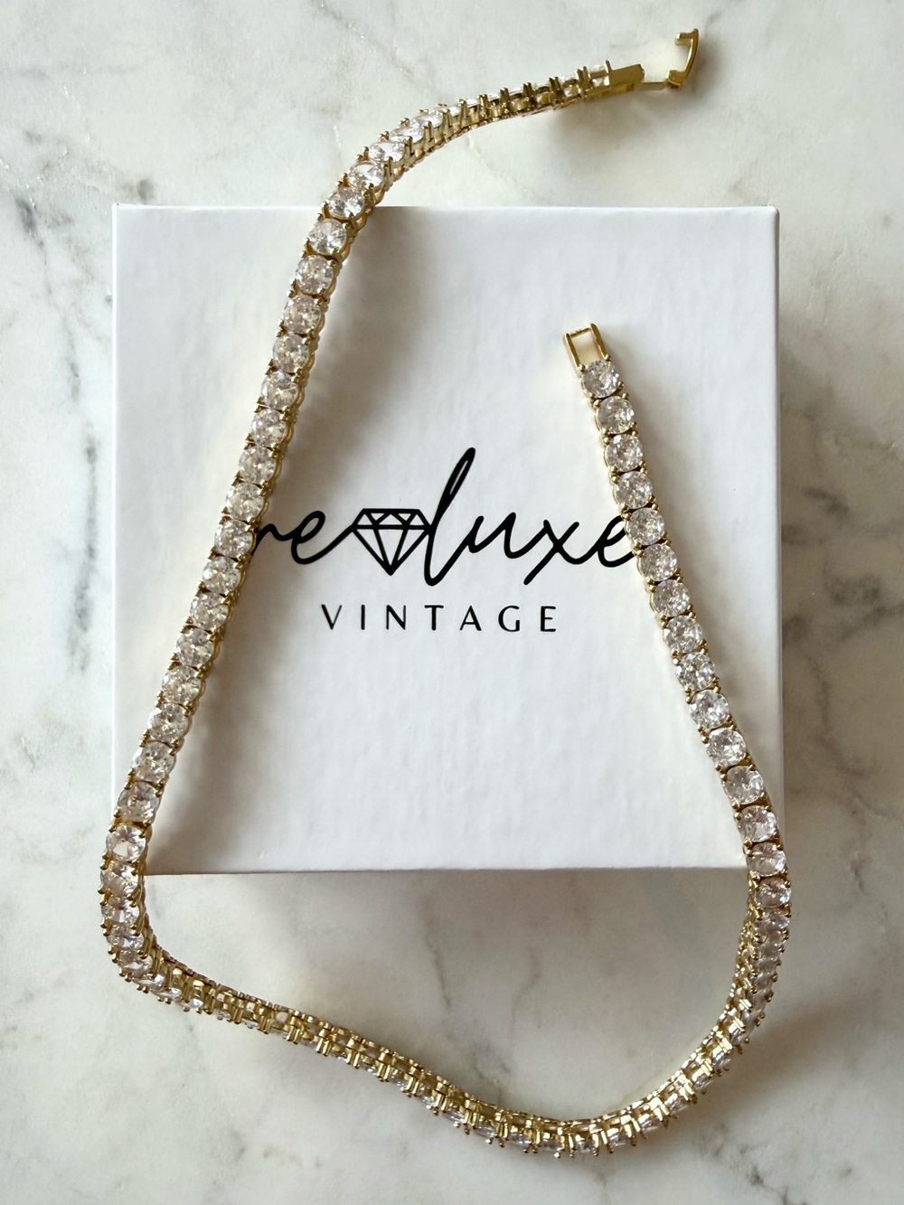 NWT • 18k Gold Luxe Tennis Necklace